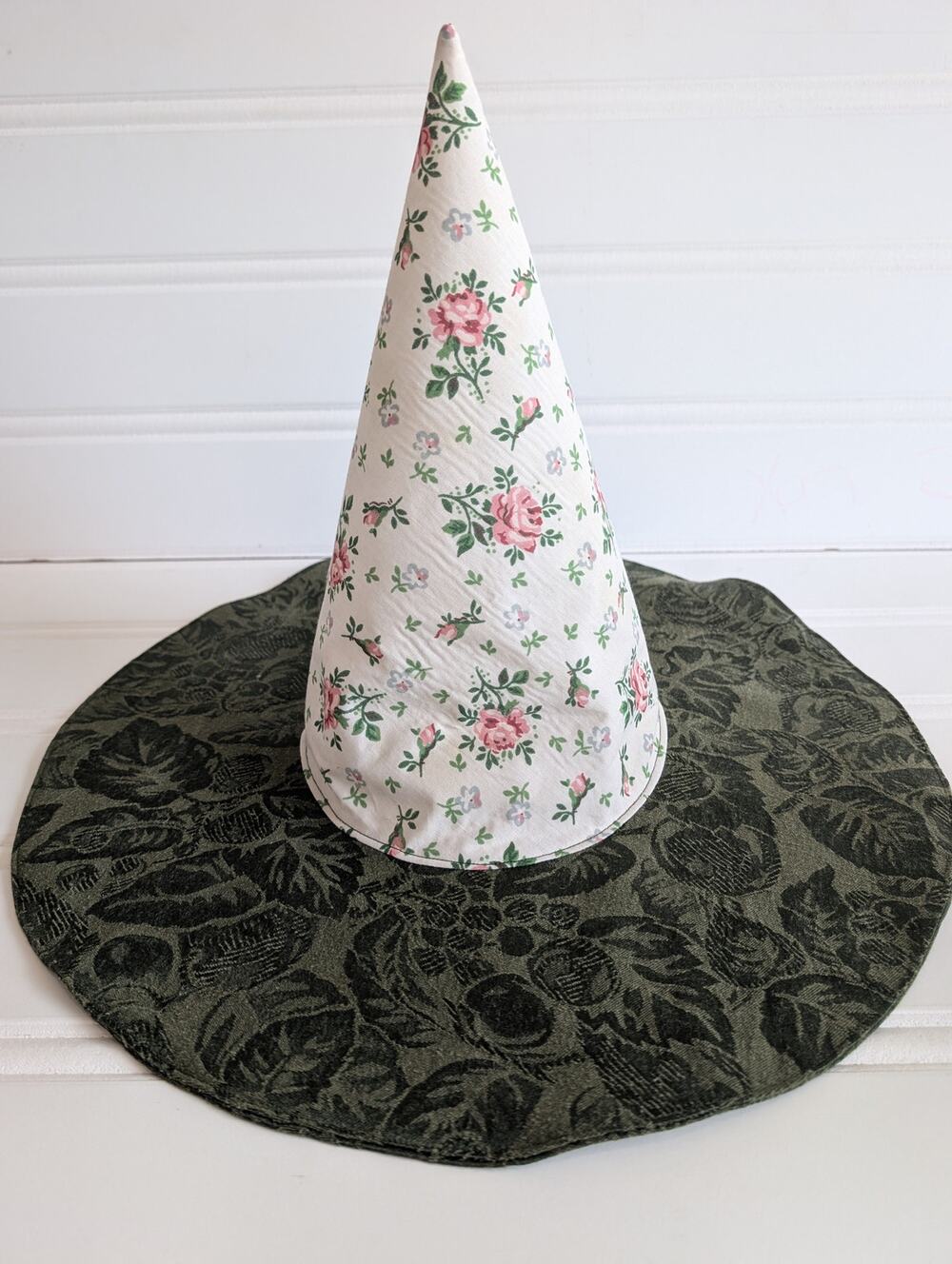 Handmade Upcycled Floral Whimsy Floppy Witch Hat - 22